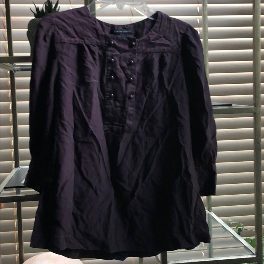 Plum colored Banana Republic silk blouse